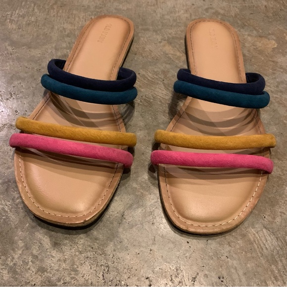 Velvety Color Band Padded Sole Flat Heel Slide Sandals Old Navy Women Size 10 - Picture 6 of 10